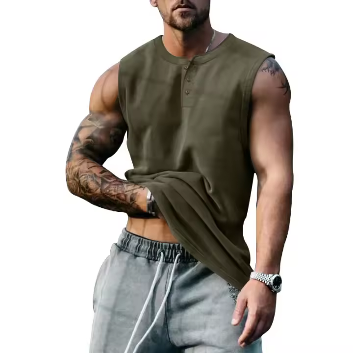 Camiseta sin mangas informal sólida de verano para hombre, camiseta sin mangas para culturismo, camisetas sin mangas de gran tamaño para gimnasio, camiseta de baloncesto, chaleco, ropa para hombre - 1
