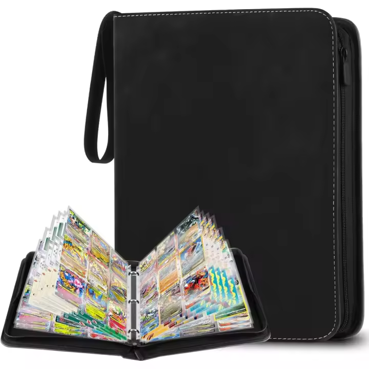 Álbum Cartas, Álbum para Cartas Magic, 900 Álbum Cromos, Álbum de Cartas Coleccionables, Carpeta Cartas Transparente, Negro - 1