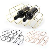 Estante de vino de panal de Metal, soporte de botella de vino Negro de Oro Rosa, estante de almacenamiento hexagonal, exposición de champán, decoración del Hogar - details 7