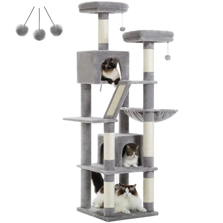 Árbol grande para gatos, torre alta para gatos con poste rascador, condominio para gatitos y rascador para gatos - 1