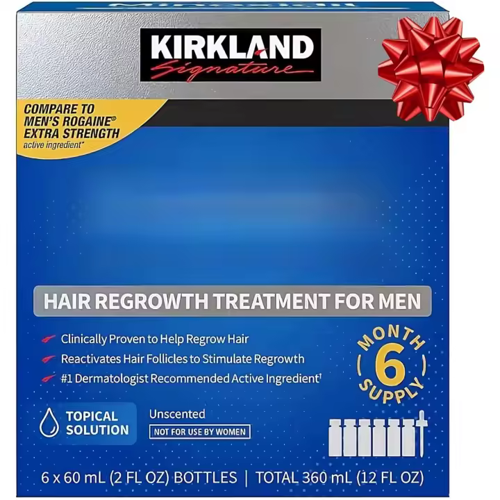 Kirkland Signature Minoxidil 5% Solución Tópica para Hombres - Suministro para 6 Meses (6 x 2 Fl Oz), Tratamiento para el Crecimiento del Cabello con Gotero. - 1