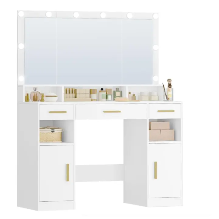 Tocador de Maquillaje Grande con Espejo Luces LED con Brillo Ajustable - 1