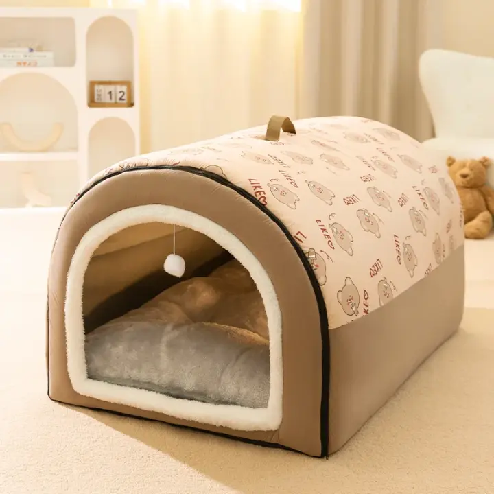 Nido grande para perro, casa cálida de invierno, cama extraíble y lavable para perro, Casa Grande de temporada, suministros para dormir para mascotas, nido para gatos - 1