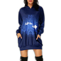 Vestido con Capucha de Manga Larga Estilo Casual para Mujeres Vestido Impreso para Fiesta de Navidad y Año Nuevo - details 14