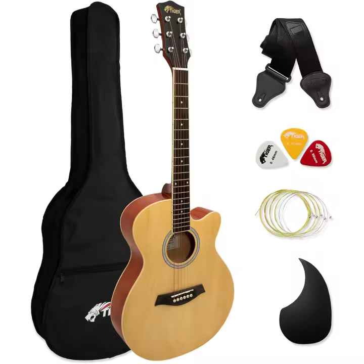 Guitarra acústica de tamaño 3/4, guitarra acústica con cuerdas de acero para mayores de 9 años - Natural - 1