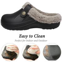 Zuecos de piel para mujer, zapatillas de moda peludas para hombre, calzado para jardín, zapatos de casa impermeables para exteriores, zapatos de trabajo antideslizantes para invierno para hombre - details 1