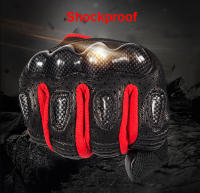 Guantes de cuero para motocicleta, manoplas de fibra de carbono con Control táctil, transpirables, a prueba de golpes - details 2