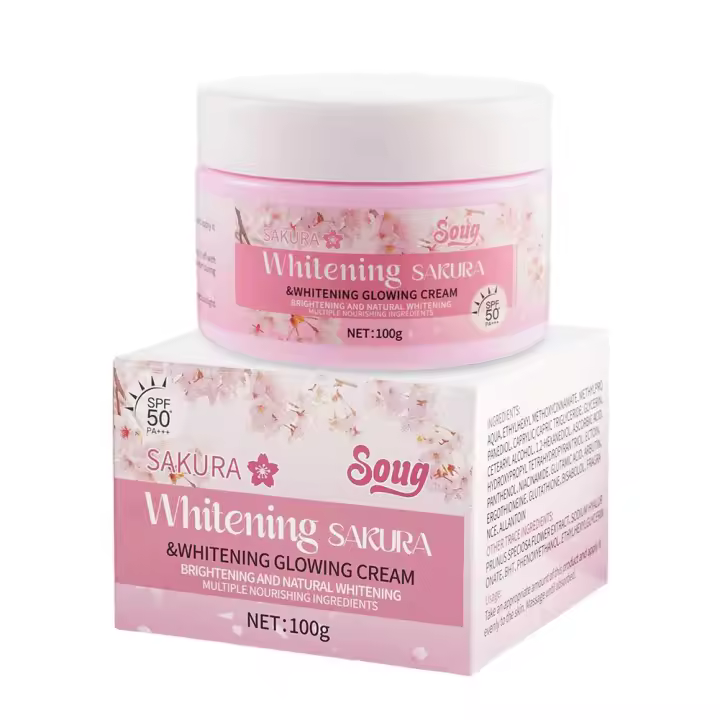 Set de Cuidado de la Piel de Sakura Crema Facial, Serum, Toner, Limpiador de la Piel, Crema de Ojos, Hidratante Blanqueador - 1