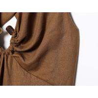 BUNO-2025 vestido MIDI de verano para mujer, vestido Vintage liso con cuello Halter sin tirantes y lazo con cordón, vestidos elegantes de lino de calle para mujer, ropa - details 11