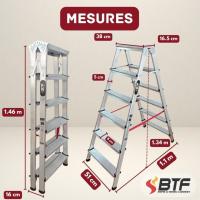 Escalera Tijera Plegable Doble Cara 5 Peldaños en Aluminio |   5+5 Plataforma H.110 cm |   Altura Alcanzable 3,1 Metros |   Certificada EN131 Capacidad Carga 150 kg. BTF-DDB05 - details 10