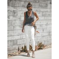 Vaqueros retro de mezclilla para mujer, pantalones pitillo blancos de cintura alta, estilo coreano, en oferta - details 2