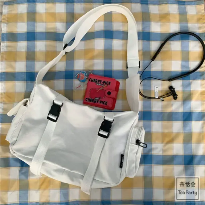 De lona a bolso cruzado de moda para mujer, bolso de hombro de color sólido, gran capacidad, estilo casual, adecuado para hombres jóvenes - 1