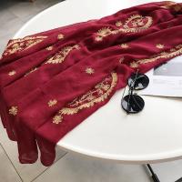 Otoño Invierno moda bordado anacardo Floral viscosa chal bufanda de mujeres indias cálido Pashmina Hijab y envolturas musulmanas Sjaal - details 10