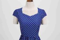 X Vestido acampanado con estampado de lunares y manga cuadrada elegante de verano para mujer - details 11