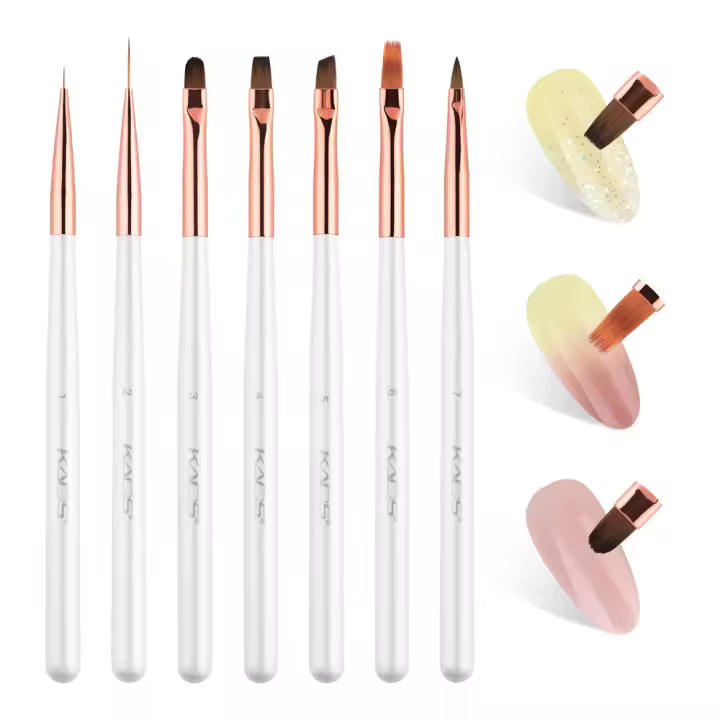 Pinceles Profesionales para Arte de Uñas KADS Set de 7Pcs Para Manicura con Pincel de Degradado para Esmalte Acrílico y Gel Polish - 1