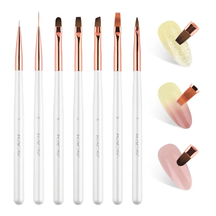 Pinceles Profesionales para Arte de Uñas KADS Set de 7Pcs Para Manicura con Pincel de Degradado para Esmalte Acrílico y Gel Polish - 1