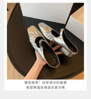 Medias zapatillas francesas sandalias de mujer zapatos Mary Jane de un pedal zapatos Muller de tacón grueso para mujer - details 8