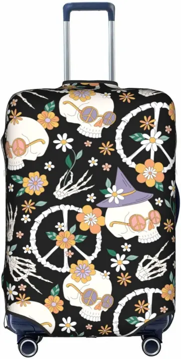 Fundas de equipaje de calavera de flor de la paz, Protector de maleta de viaje, apto para equipaje de 18 a 32 pulgadas - 1