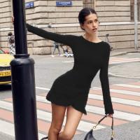 Elegante Vestido Bodycon con Volantes Manga Larga, Giro de Volantes, Vestido Mini para Mujer en Otoño Moda de Fiesta en Club Elegante - details 21