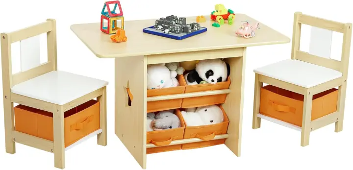 Mesa Infantil de Almacenamiento Conjunto de Sillas para Niños Muebles de Pintura para Habitación - 1