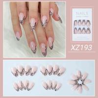 Artículo de Uñas de Almendra Desmontable con Diseño de Ondas Conjunto Completo de Puntes de Uñas Falsas Francéses de Tacón Alto - details 6