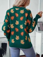 Jersey de punto con patrón de hoja de arce para mujer, jersey de cuello redondo, Top de otoño e invierno, nuevo - details 7