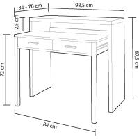 Mesa escritorio desplazable para estudio, oficina o habitación, 98 cm, Blanco Artik - details 2