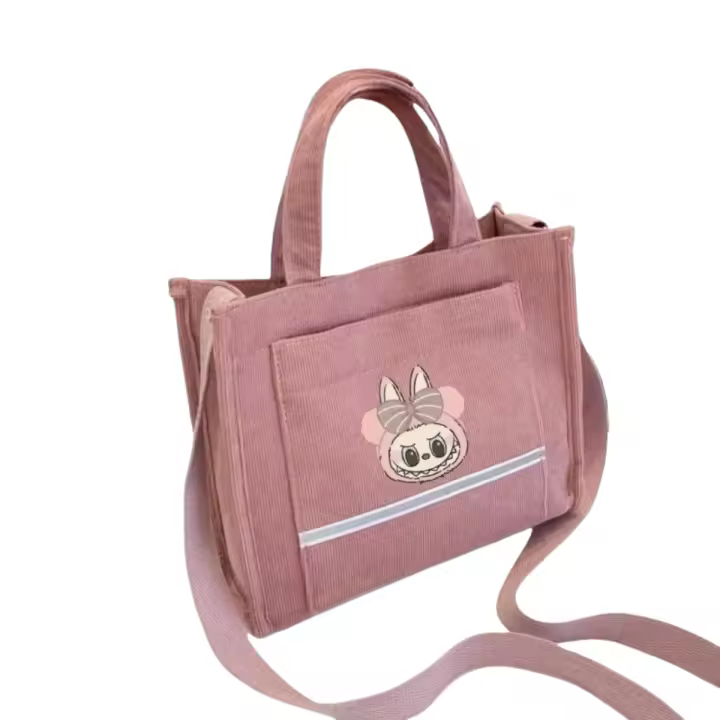 Bolso cuadrado de pana de Labubu (nuevo modelo) – Tendencia internacional, bolso de mano y bandolera estilo 'ins' para mujer - 1