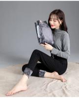 Pantalones vaqueros térmicos de lana gruesa para mujer, Vaqueros ajustados cálidos de cintura alta, pantalones pitillo con botones elásticos, pantalones vaqueros informales de terciopelo para mamá - details 26