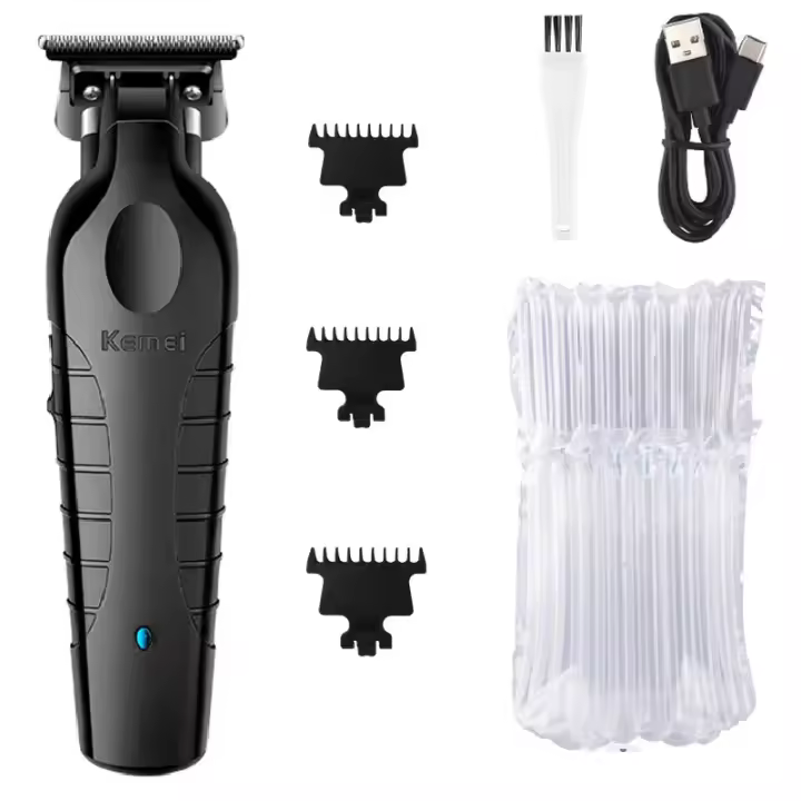 Kemei-cortadora de barba profesional de Metal para hombres, cortadora de barba eléctrica de litio, corte de pelo, hine, Original - 1