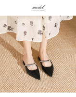 Zapatos planos puntiagudos con cadena de diamantes de imitación plateados - details 7