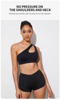 Sujetador deportivo para mujer, sujetadores de realce para Fitness, sujetador de Yoga a prueba de golpes con un hombro, sujetador para correr y Yoga blanco y negro, chaleco Sexy - details 3