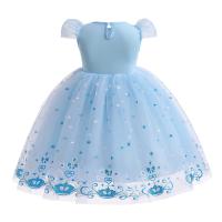 Vestido de princesa de lentejuelas de verano para niños, disfraz con estampado azul, vestido elegante de Reina de la nieve para niñas, regalo de cumpleaños para niños - details 2