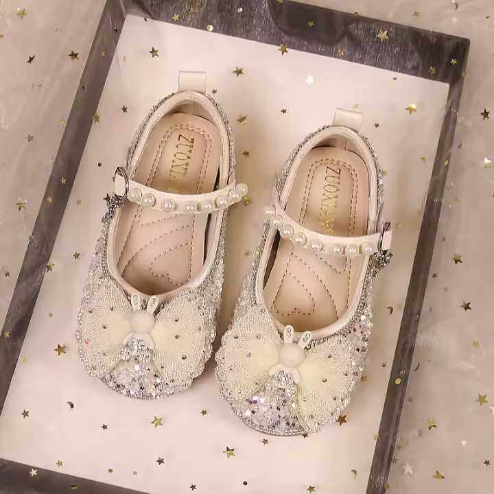 Nuevas flores casuales para niños y niñas, zapatos individuales de suela blanda para bebé perla - 1