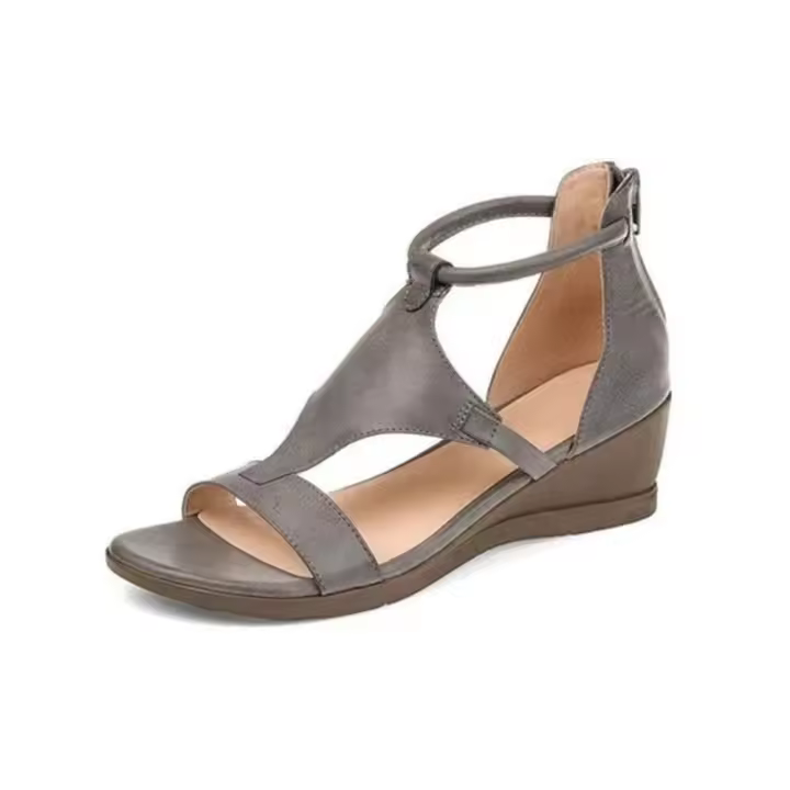 Zapatos cómodos de verano para mujer, Sandalias de tacón con cremallera, cuña Retro, fondo suave, playa, talla grande 42 - 1