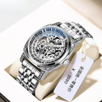 Reloj vintage tallado reloj mecánico hombre cuero genuino resistente al agua reloj calado - details 3