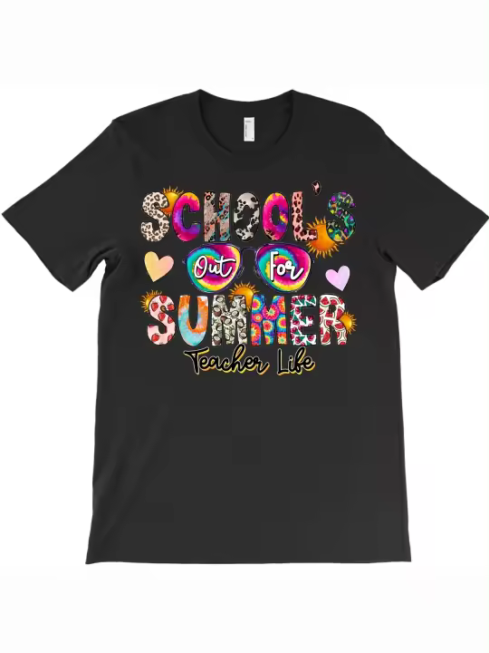 Camiseta de manga corta con cuello redondo, suave y cómoda, regalo para papá, vida de profesor de verano - 1