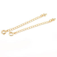 Cadenas de latón de Color dorado de 18K con extremo de gota, cadenas extensibles con cierres redondos de resorte, suministros de joyería Diy de alta calidad para mujer - details 1