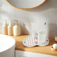 Bandeja de baño de barro de diatomeas con patrón de corazón, estante de almacenamiento de baño antideslizante de secado rápido, absorbente de agua a prueba de humedad - details 4