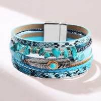 Pulsera Vintage de Pluma y Cuero con Turquesa Joyería y Bisutería para Mujeres - details 6