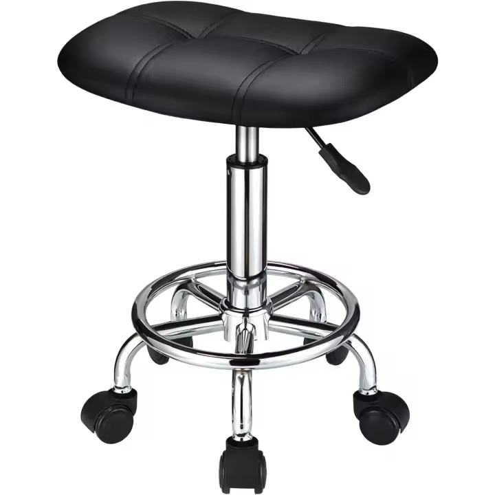 Giratorio de Ruedas Ajustable en Altura Negro Otomán de Muebles y Organización - 1