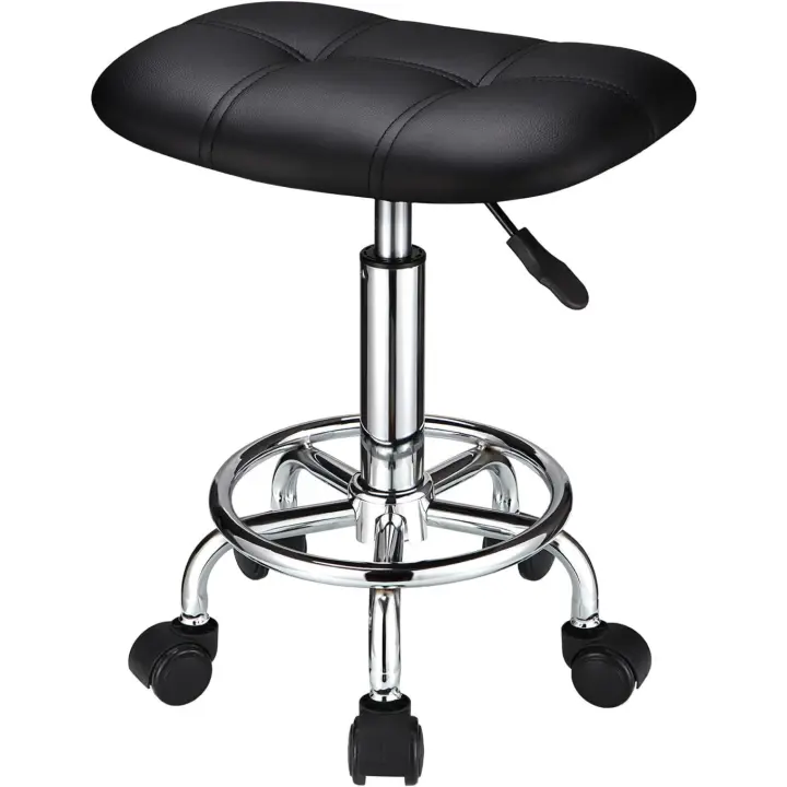 Giratorio de Ruedas Ajustable en Altura Negro Otomán de Muebles y Organización - 1
