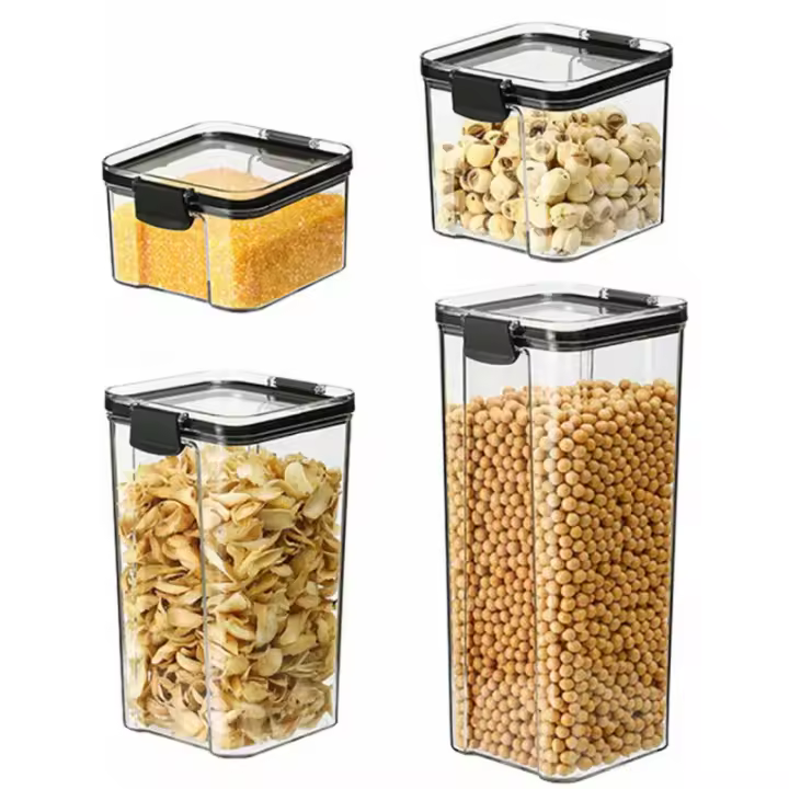 Frasco Cuadrado Grueso Transparente Hermético Recipiente de Almacenamiento para Granos y Cereales - 1