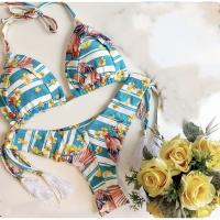 Conjunto de Bikini Push Up Estampado Brasileño Traje de Baño de Playa con Cintura Baja sin Aros - details 12