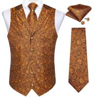 Traje de seda de cachemira azul real de lujo, conjunto de chaleco y corbata con anillo de dragón de metal, pañuelo, gemelos, chaleco de esmoquin para graduación y boda - details 19