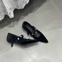 Diseño de nicho zapatos individuales franceses zapatos de mujer nuevo temperamento de diamantes de imitación tacón puntiagudo zapatos Mary Jane - details 4
