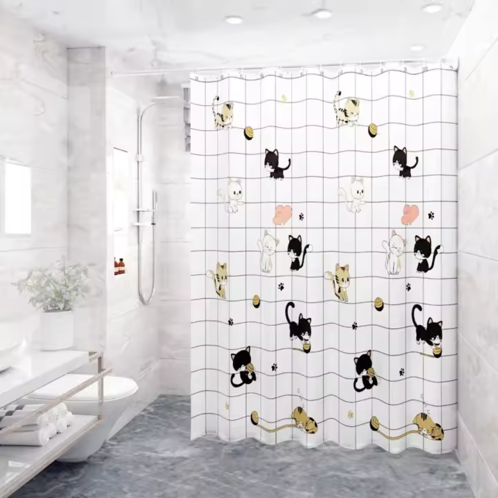 Cortinas de ducha opacas impermeables con gancho, cortina de partición más gruesa a prueba de moho, cortinas de baño - 1