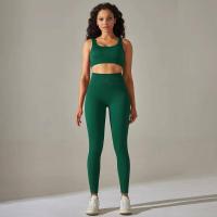 Conjunto de yoga acanalado sin costuras para mujer, ropa de gimnasio, sujetador con elevación, leggings, top de entrenamiento, chándal deportivo, 2 piezas - details 17