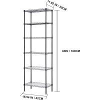 Estantería de metal de 6 niveles, unidad de almacenamiento de cocina de alambre, estante de pie resistente para organización de lavandería (plateado) - details 16