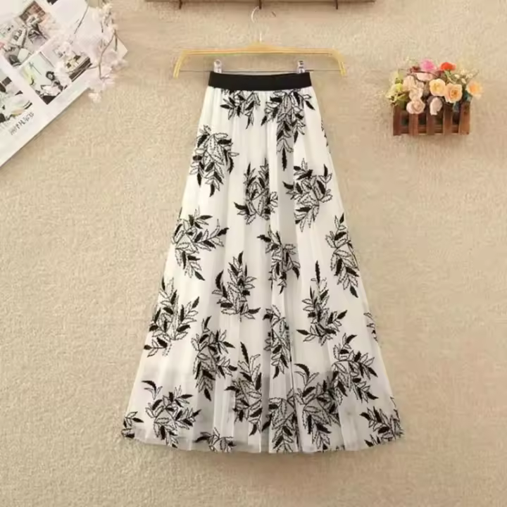 Falda MIDI larga elástica de cintura alta para mujer, ropa de calle estilo Y2K de Haruki Kawai, retro, otoño - 1
